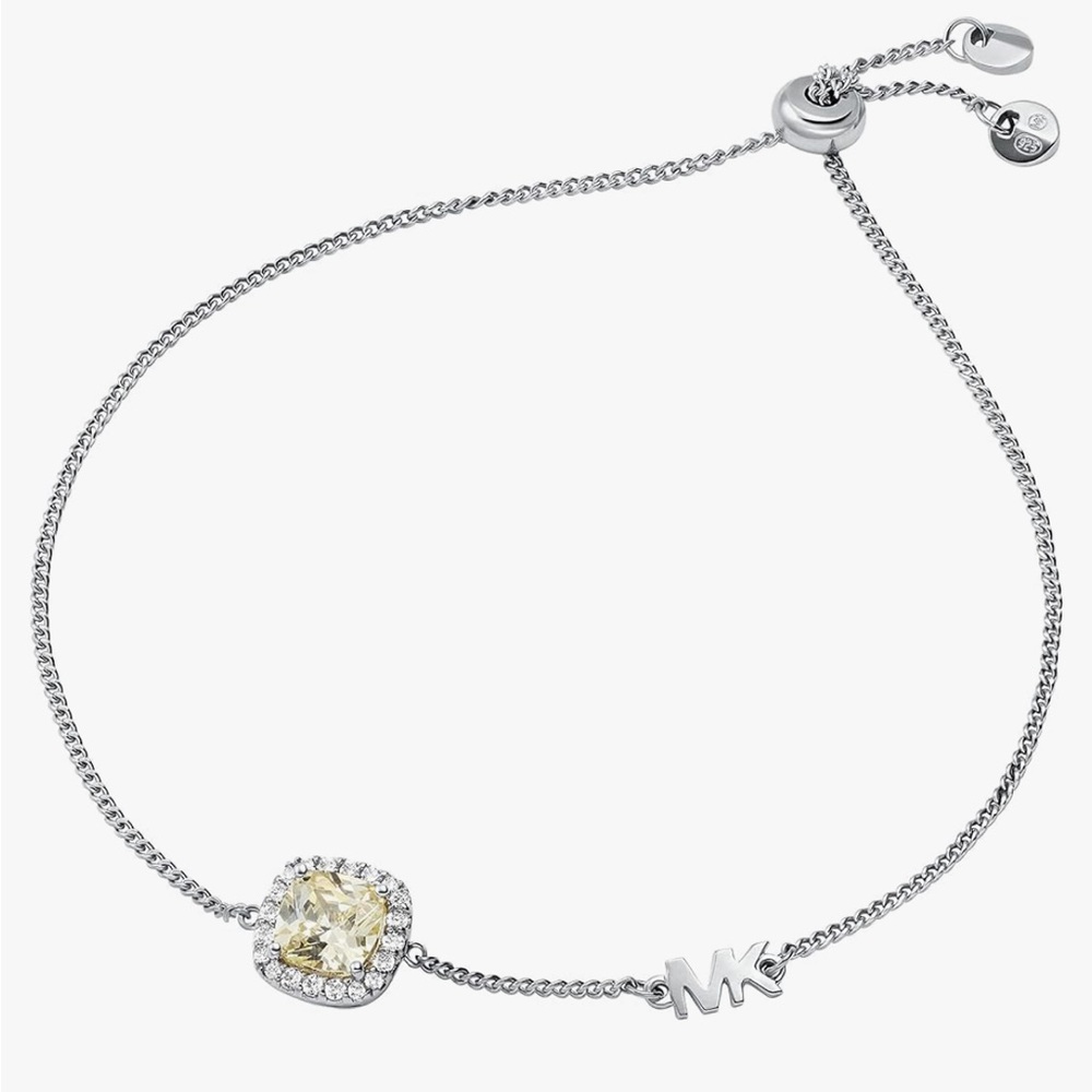 Michael Kors Sterling Silver Cushion-Cut Pave Slider Bracelet